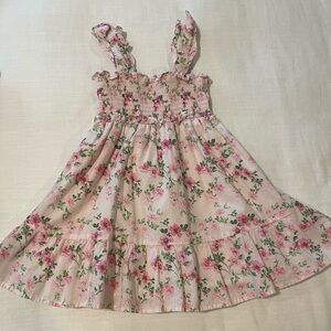 Janie and Jack Pink and Green floral Smocked Sundress